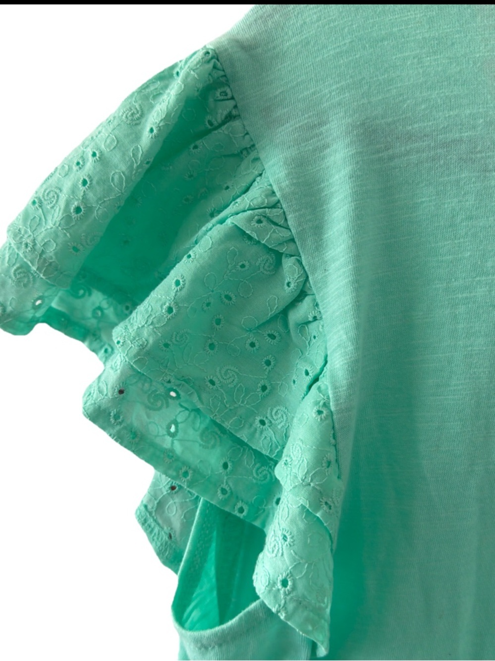 NWT Belle du Jour Shirt Size 0X Teal Short Eyelet Sleeve Soft 100% Cotton - Picture 3 of 7